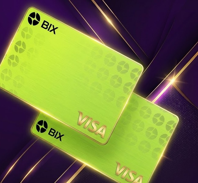 Imagen ilustrativa de la tarjeta de débito BIX en color verde lima